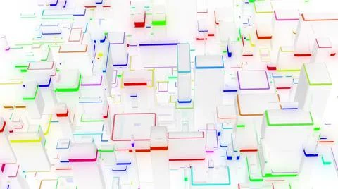 3d render. abstract light background with network of different sizes white bloks Stock Illustration