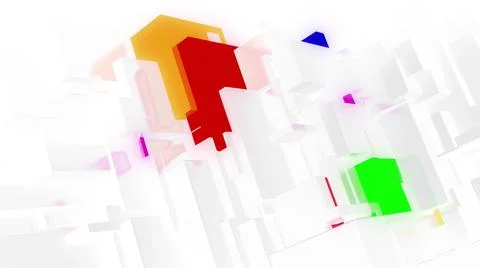 3d render. abstract light background with network of different sizes white bloks Stock Illustration