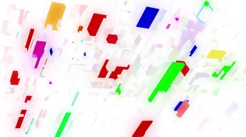 3d render. abstract light background with network of different sizes white bloks Illustrazione stock