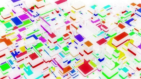 3d render. abstract light background with network of different sizes white bloks Stock Illustration