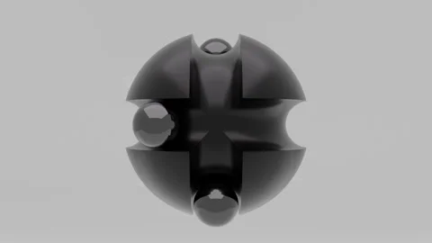 3D render of abstract loopable graphite colored spheres on grey background Stock Footage 246066139