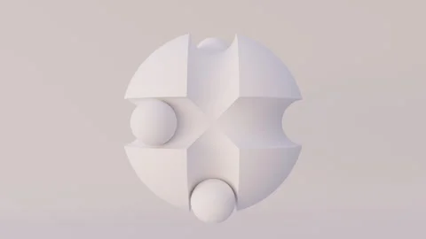 3D render of abstract loopable white paper spheres on white background Stock Footage 246066159