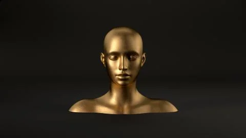 3d render of abstract mannequin female head on black background. Fashion woman Stock Illustration