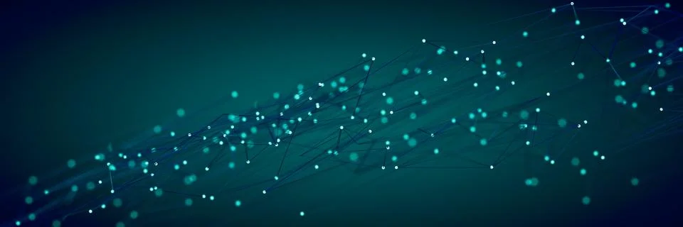 3D render of abstract mesh patterns with glowing spots background Stock Illustration