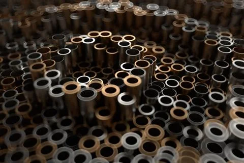 3d render abstract metal background with random vertical tubes. Random tubes  Illustrazione stock