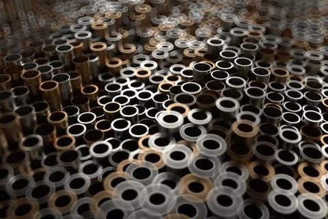 3d render abstract metal background with random vertical tubes. Random tubes  Stock Illustration