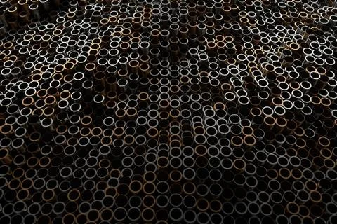 3d render abstract metal background with random vertical tubes. Random tubes  Stock Illustration