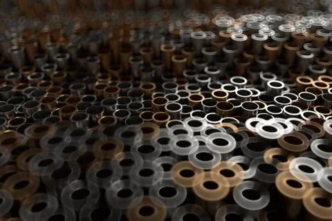 3d render abstract metal background with random vertical tubes. Random tubes  Stock Illustration