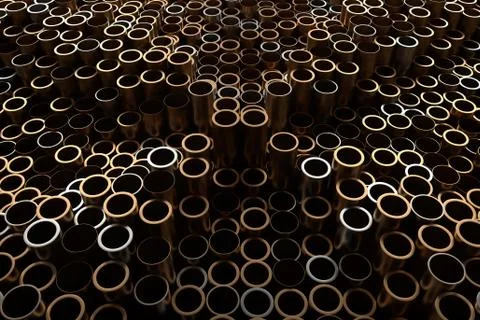 3d render abstract metal background with random vertical tubes. Random tubes  Stock Illustration