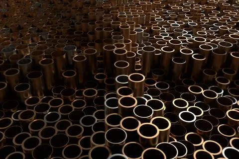 3d render abstract metal background with random vertical tubes. Random tubes  Stock-Illustration