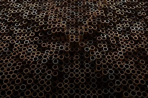 3d render abstract metal background with random vertical tubes. Random tubes  Stock Illustration