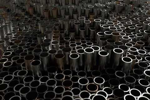 3d render abstract metal background with random vertical tubes. Random tubes  Illustrazione stock