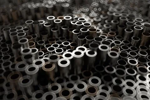 3d render abstract metal background with random vertical tubes. Random tubes  Stock Illustration