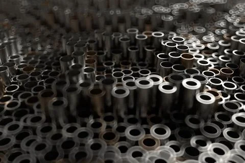 3d render abstract metal background with random vertical tubes. Random tubes  Stock Illustration