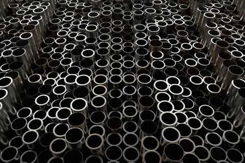 3d render abstract metal background with random vertical tubes. Random tubes  Stock Illustration