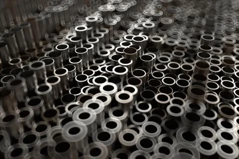 3d render abstract metal background with random vertical tubes. Random tubes  Stock Illustration