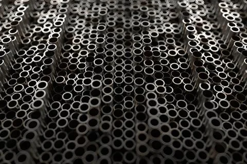 3d render abstract metal background with random vertical tubes. Random tubes  Stock Illustration