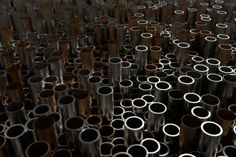 3d render abstract metal background with random vertical tubes. Random tubes  Stock Illustration