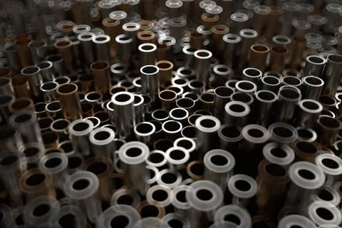 3d render abstract metal background with random vertical tubes. Random tubes  Stock Illustration