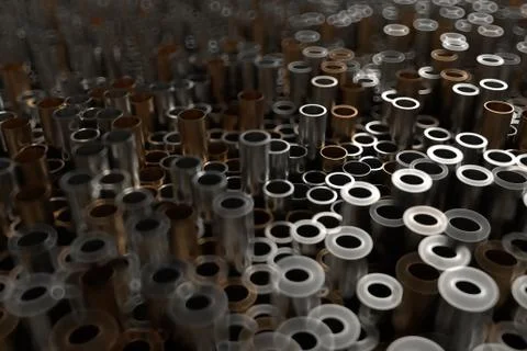 3d render abstract metal background with random vertical tubes. Random tubes  Stock Illustration