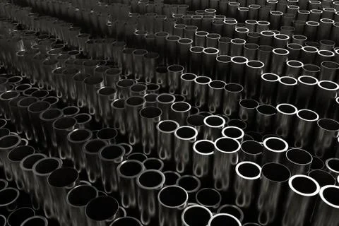 3d render abstract metal background with random vertical tubes. Random tubes  Stock Illustration