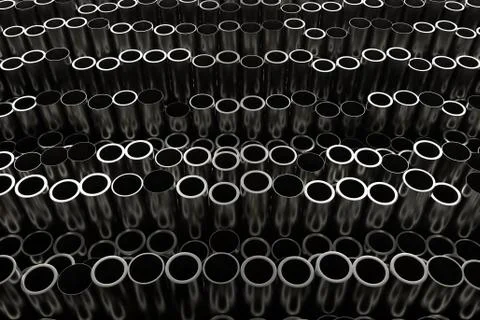 3d render abstract metal background with random vertical tubes. Random tubes  Stock Illustration