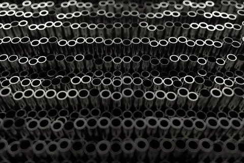 3d render abstract metal background with random vertical tubes. Random tubes  Stock-Illustration