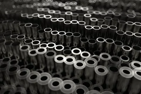 3d render abstract metal background with random vertical tubes. Random tubes  Stock Illustration