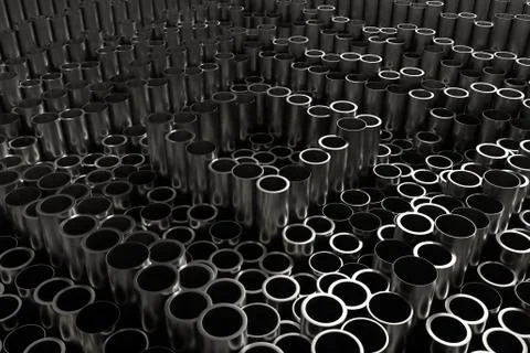 3d render abstract metal background with random vertical tubes. Random tubes  Stock Illustration