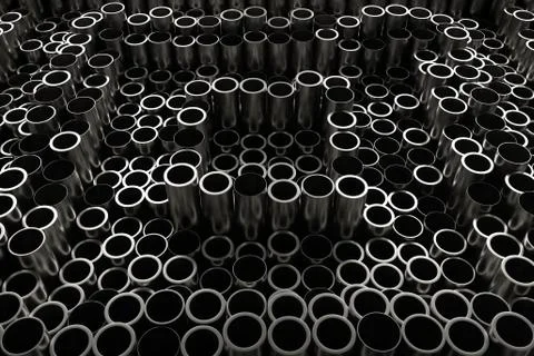 3d render abstract metal background with random vertical tubes. Random tubes  Stock Illustration