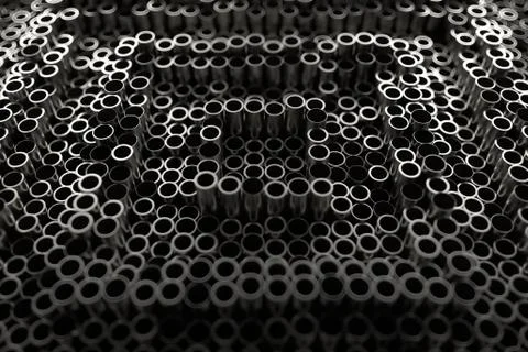 3d render abstract metal background with random vertical tubes. Random tubes  Stock Illustration