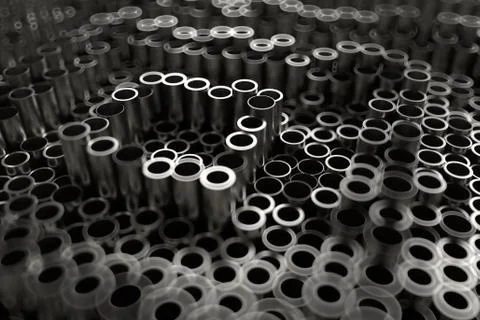 3d render abstract metal background with random vertical tubes. Random tubes  Stock Illustration