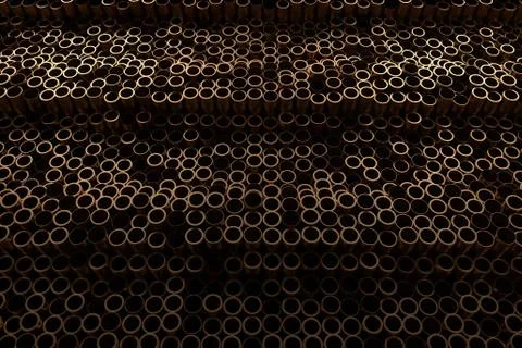 3d render abstract metal background with random vertical tubes. Random tubes  Stock Illustration