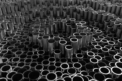 3d render abstract metal background with random vertical tubes. Random tubes  Stock Illustration