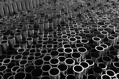 3d render abstract metal background with random vertical tubes. Random tubes  Stock Illustration