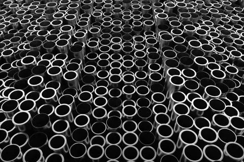 3d render abstract metal background with random vertical tubes. Random tubes  Stock Illustration