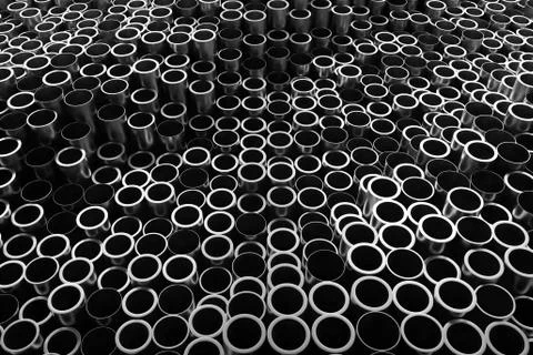 3d render abstract metal background with random vertical tubes. Random tubes  Stock Illustration