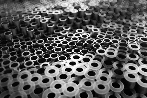 3d render abstract metal background with random vertical tubes. Random tubes  Stock Illustration