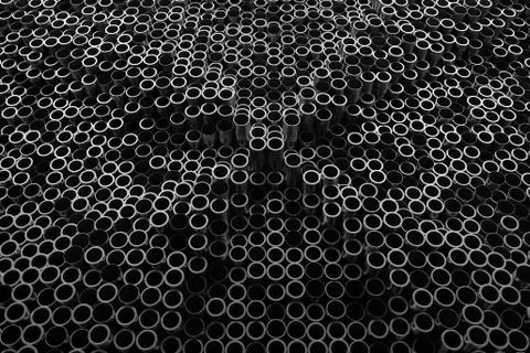 3d render abstract metal background with random vertical tubes. Random tubes  Stock Illustration