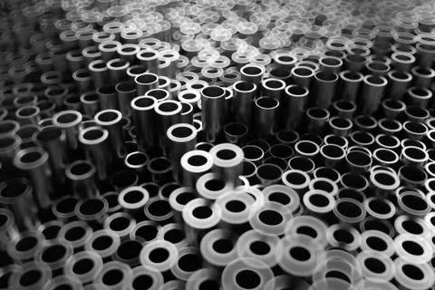 3d render abstract metal background with random vertical tubes. Random tubes  Stock Illustration