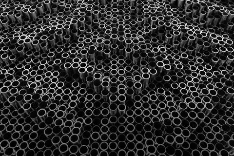 3d render abstract metal background with random vertical tubes. Random tubes  Stock Illustration