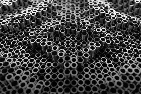 3d render abstract metal background with random vertical tubes. Random tubes  Stock Illustration