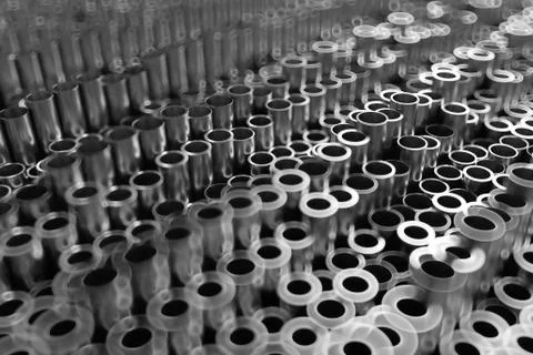 3d render abstract metal background with random vertical tubes. Random tubes  Stock Illustration