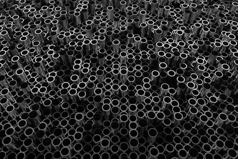 3d render abstract metal background with random vertical tubes. Random tubes  Stock Illustration