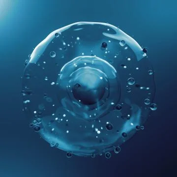 3d render abstract microbe. Simplify cell concept with sphere core and severa Stock Illustration