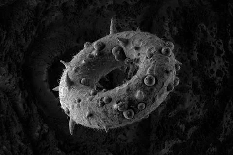 ..3d render of abstract microscopic shape. Germ or bacteria concept. Illness, Stock Illustration