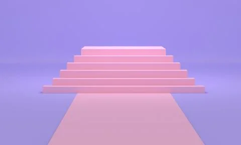 3d render, abstract minimal background, pink stairs, pastel colors. Stock Illustration