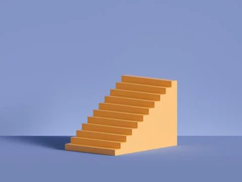 3d render, abstract minimal background. Yellow steps Illustrazione stock