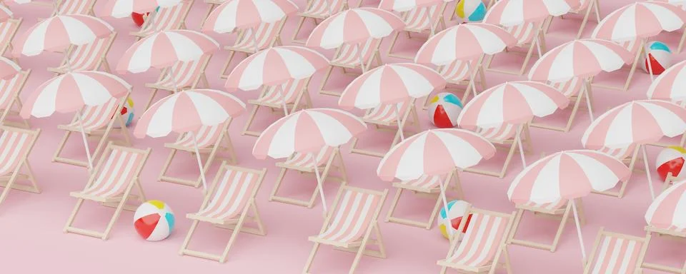 3d render of Abstract minimal beach bench seamless pattern on pastel backgr.. Stock Photos
