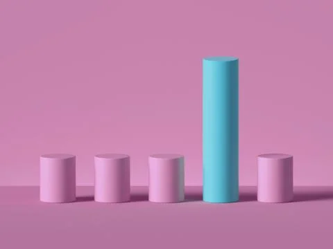 3d render, abstract minimal geometric background. Pink cylinders. Stock Illustration